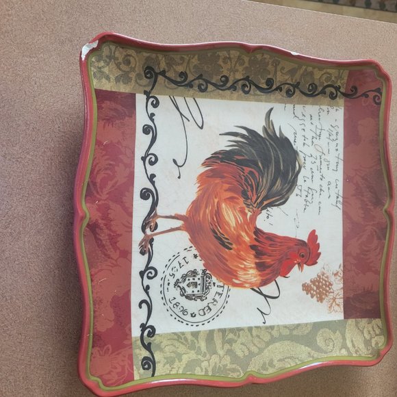 Tuscan Rooster Dinner Plate Set by Pamela Gladding (damaged) - Picture 2 of 6